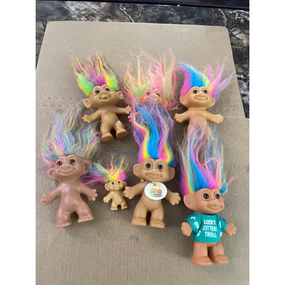 Vintage Trolls with rainbow hair
